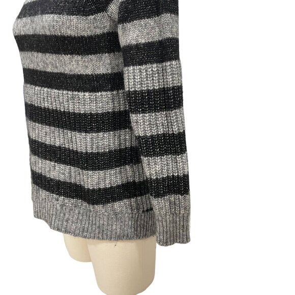 Banana Republic Striped Sweater Black/Gray S Warm Cozy Italian Yarn Winterwear - Picture 6 of 9
